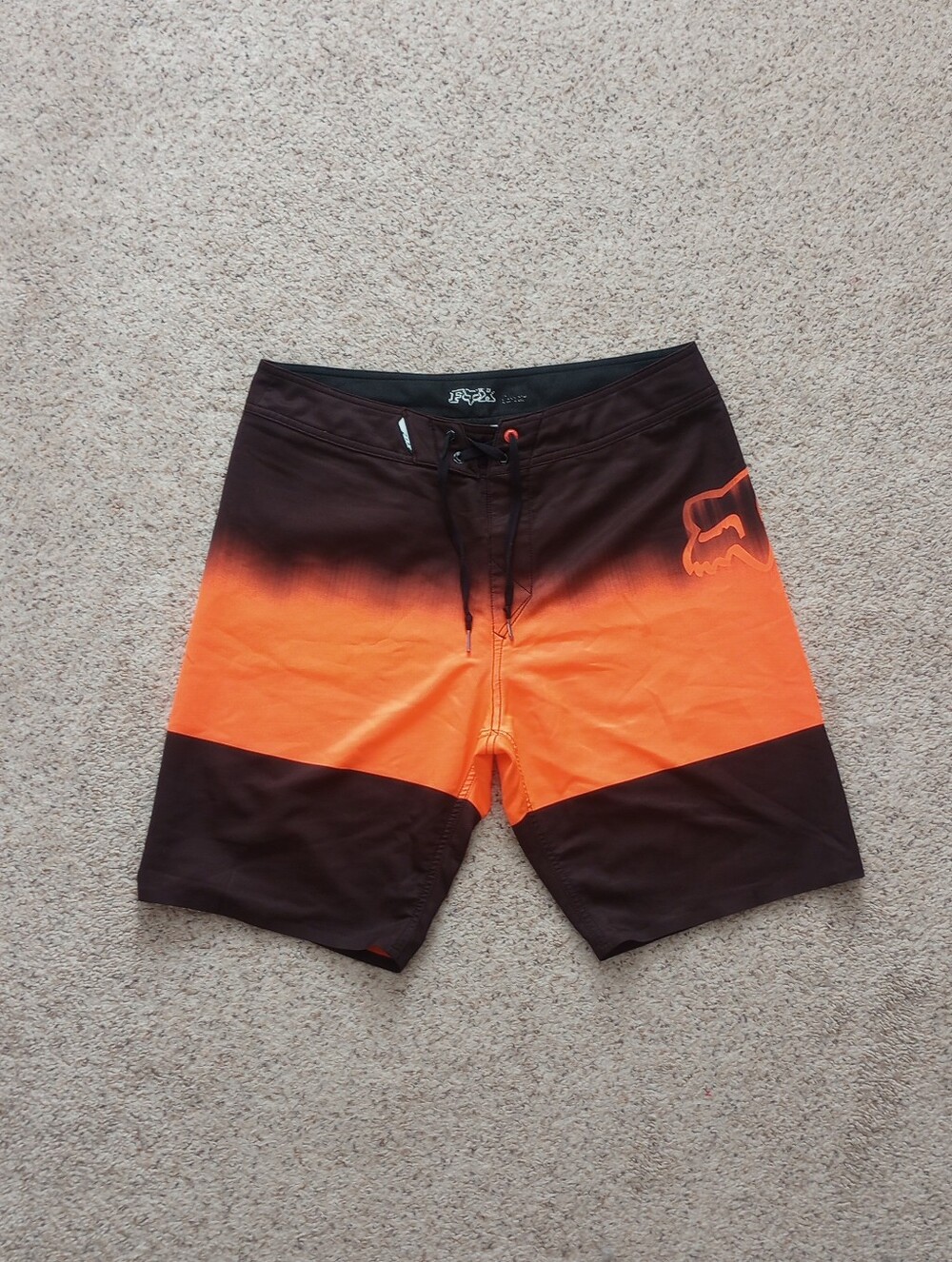 FOX Orange And Black Swim Trunks